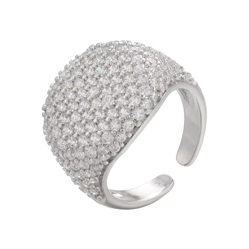 Bague en cristal couleur or et argent pour femme (zircon CZ) – Bague ouverte pour femme, bijoux de m