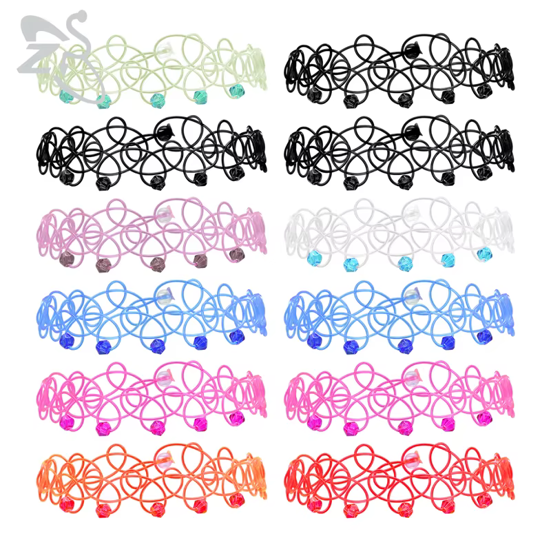 ZS Collares-Bracelets ras du cou de tatouage vintage pour femmes et filles, breloque gothique, brace