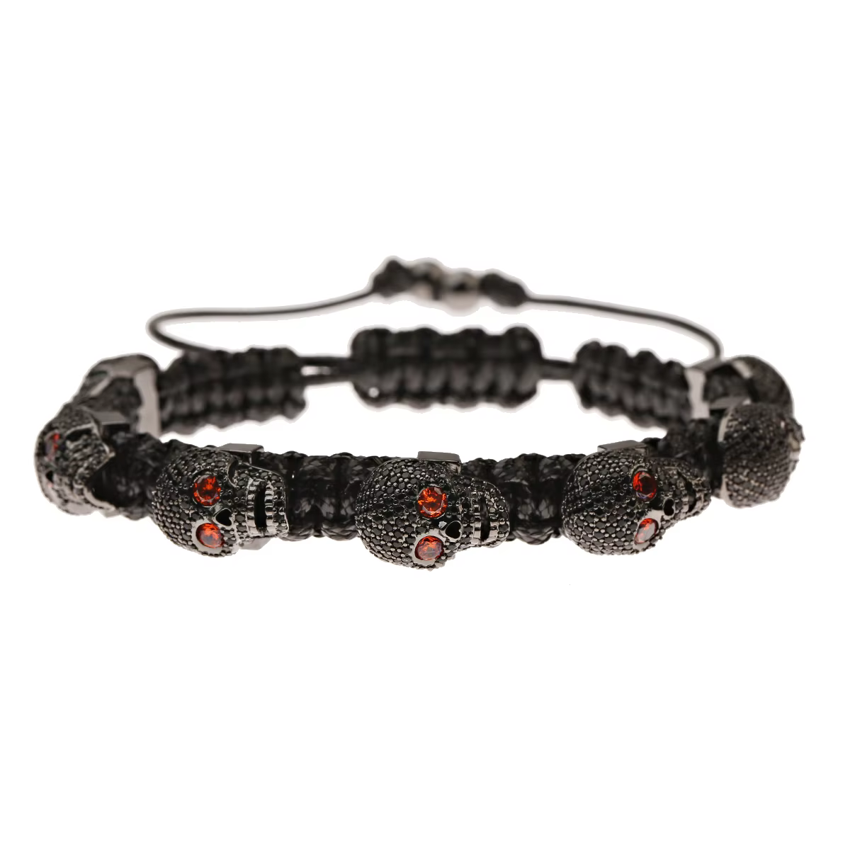 Bracelets en perles de squelette de crâne pour hommes, bijoux pavés en zircone cubique, corde artisa