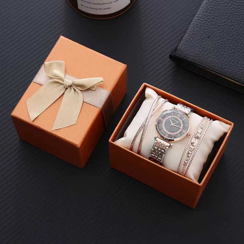 Montre en cristal à géométrie découpée pour femme, montre-bracelet à quartz pour femme, ensemble de 