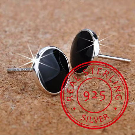 Boucles d'oreilles noires en argent regardé 925 pour hommes, vente chaude, mode, bijoux, vente en gr