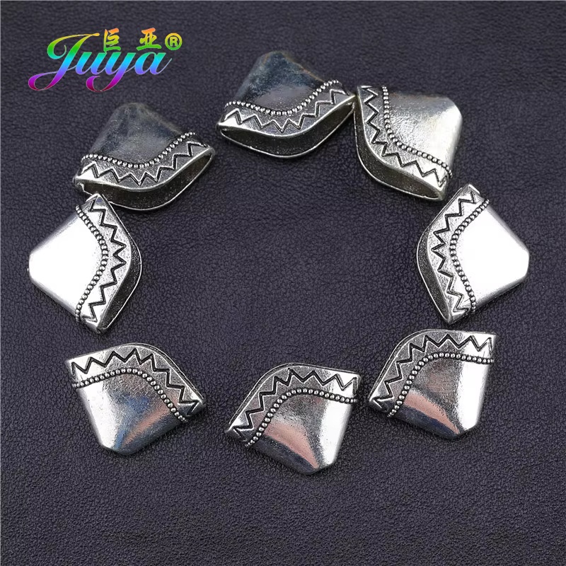 Juya – capuchons de perles couleur argent antique, accessoires pour pampilles de brosses faites à la