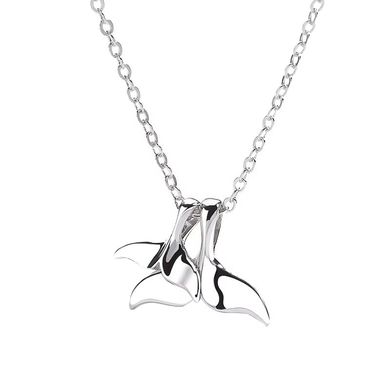 Collier ras du cou en forme de queue de sirène pour femmes, élégant, pendentif, couleur argent authe