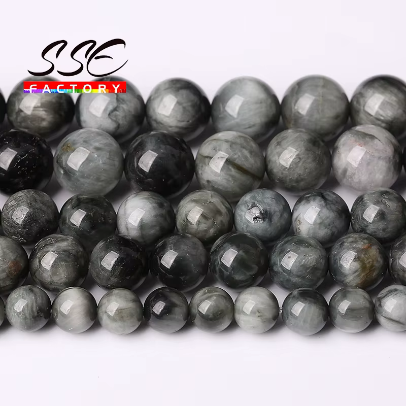 5A pierres précieuses naturelles oeil d'aigle faucon oeil perles rondes perle en vrac pour la fabric