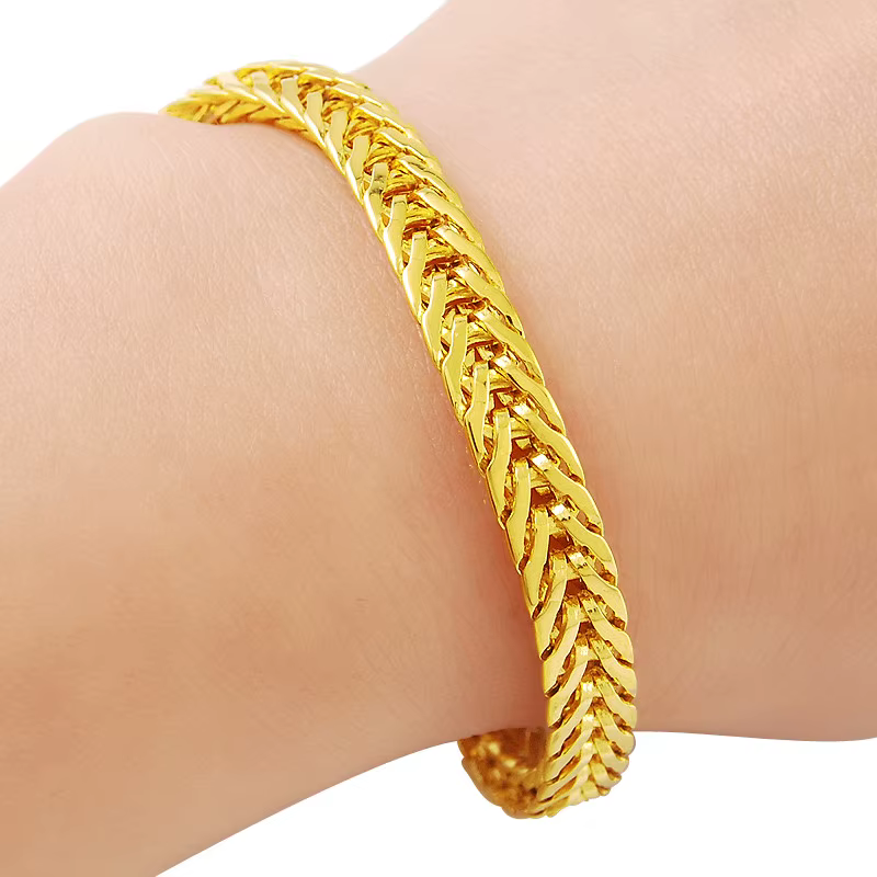 Bracelet en or 24 carats, quille latérale de 5MM, plaqué or, à la mode, adapté aux cadeaux de bijoux