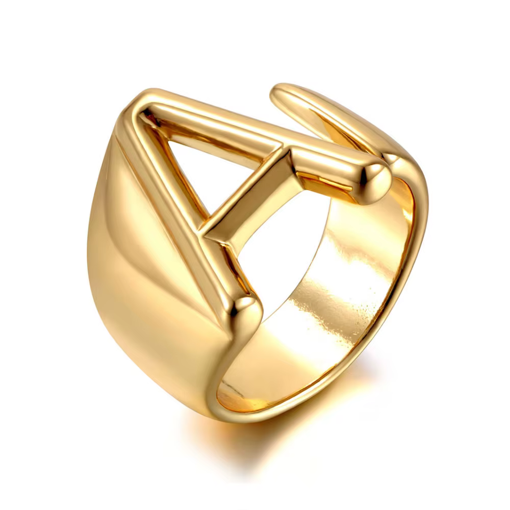 JeeMango mode creux A-Z lettre réglable ouverture anneau Alphabet fête anneaux bijoux pour femmes pl