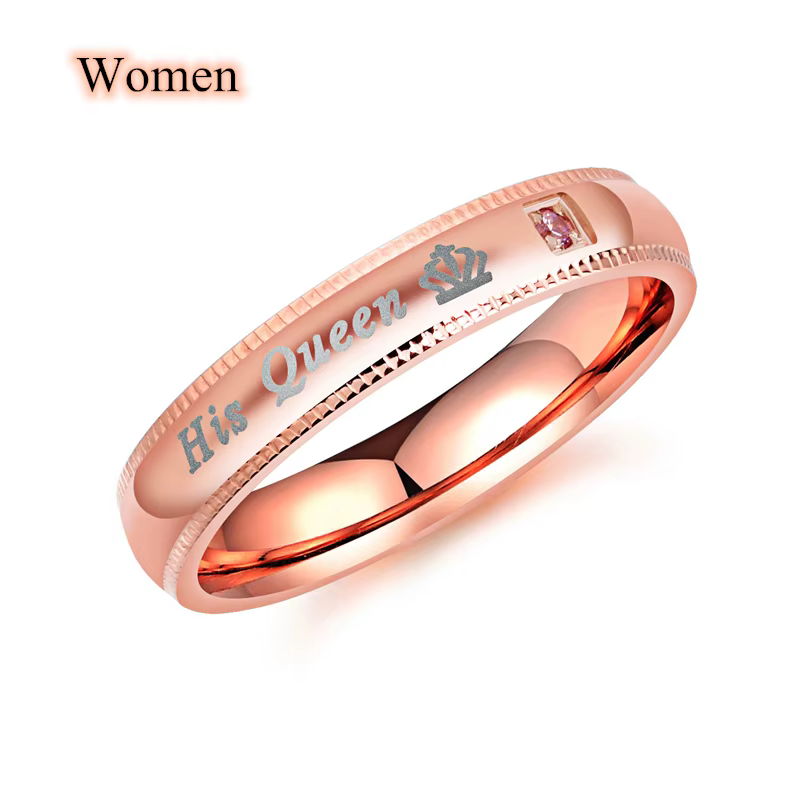 Bagues de Couple à la mode, son roi sa reine, bague de déclaration romantique en Zircon, couronne, a