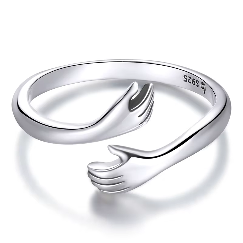 WOSTU 925 en argent Sterling câlin mains anneau conception Simple bague pour les femmes élégant bijo
