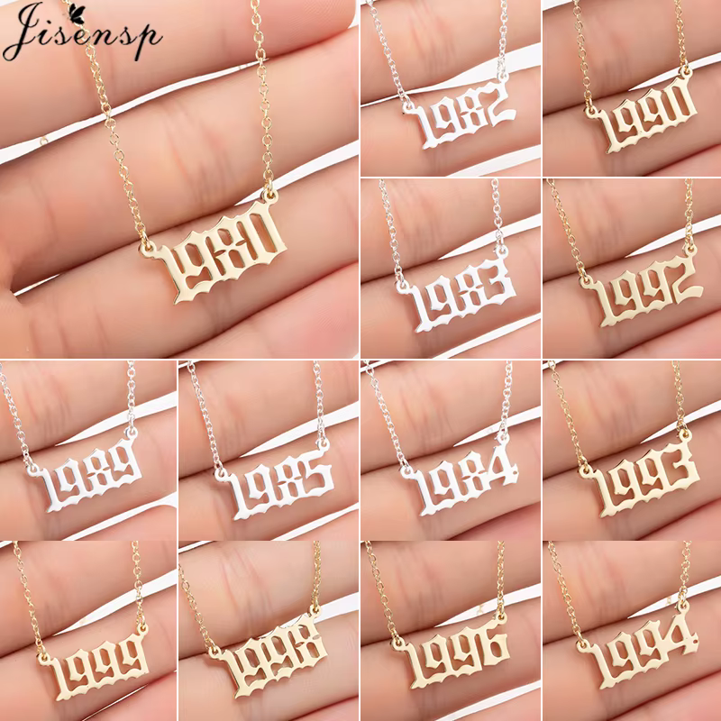 Jisensp femmes personnaliser collier spécial Date année numéro colliers pendentifs 1994 1999 de 1980