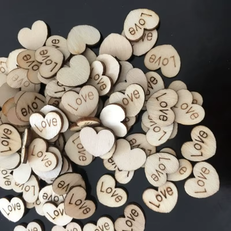 Mini cœurs d'amour en bois, 100 pièces, décoration rustique pour mariage, bricolage, Table éparpillé