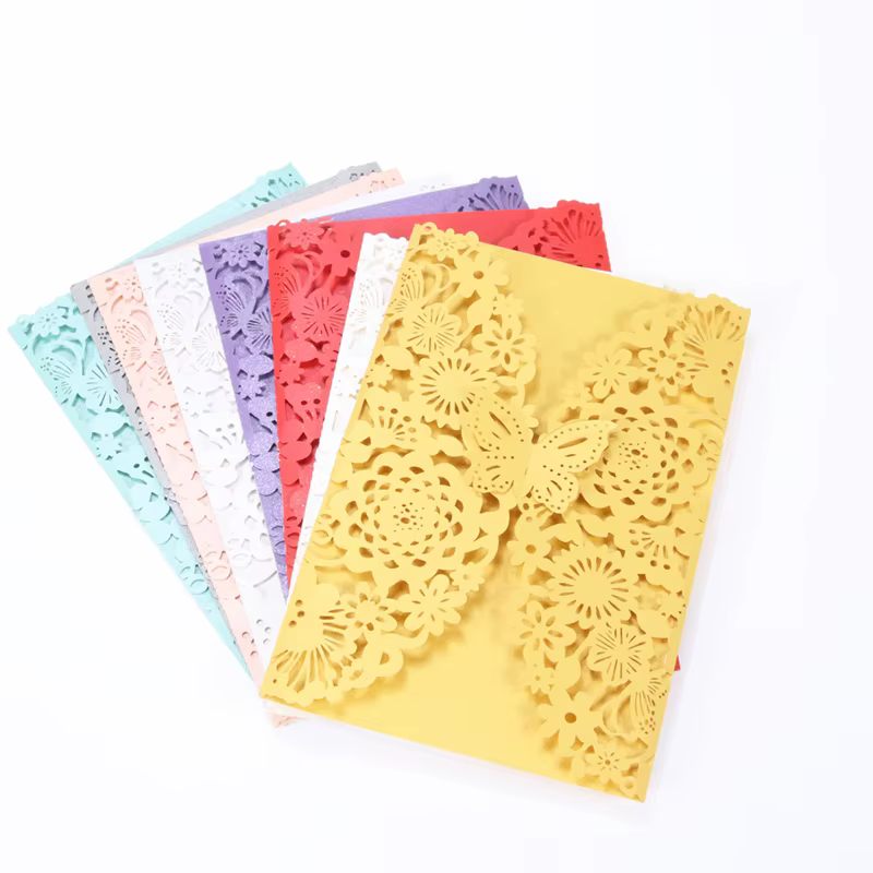 Carte d'invitation en dentelle découpée au Laser, ajourée, fleur de fiançailles, Mariage, remise de