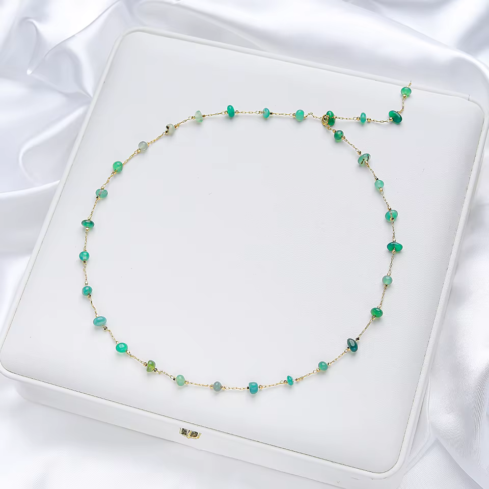 Collier chaîne en pierre naturelle pour femmes, bijoux à la mode sur le cou, ensemble de fête/mariag