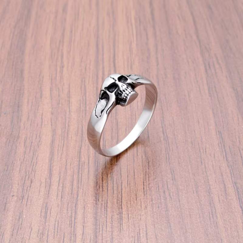 Bague Punk en acier inoxydable 316L pour femmes, couleur argent, crâne de mort, Unique, Vintage, mot