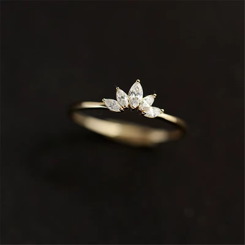 Bague Style Couronne en Argent Sterling 925 pour Femme, Anneau en Or 14k, Plaquée Argent et Pavé de 