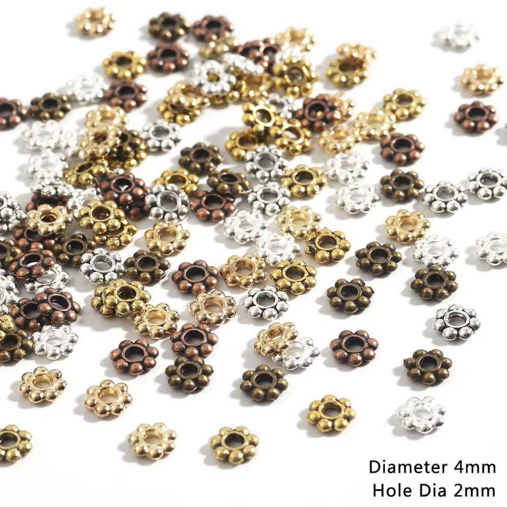 Pièces et accessoires en alliage de fleurs de prunier, 200 pièces de taille mixte, plaqué argent anc