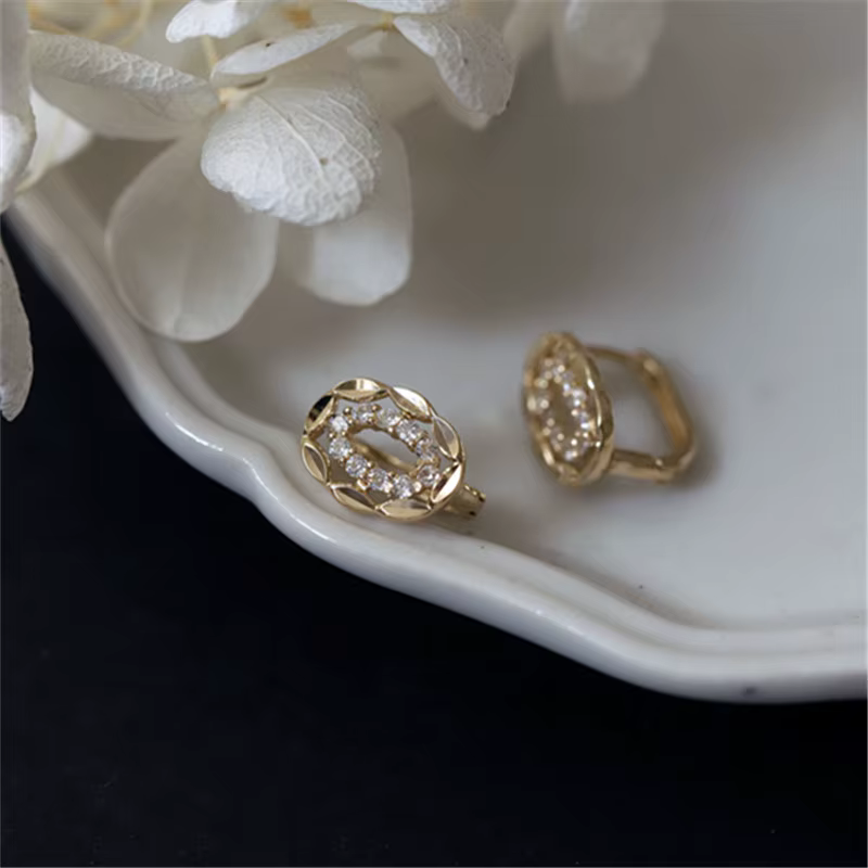 Boucles d'oreilles en dentelle pour femmes, Vintage français, argent Sterling 925, Zircon, plaqué or