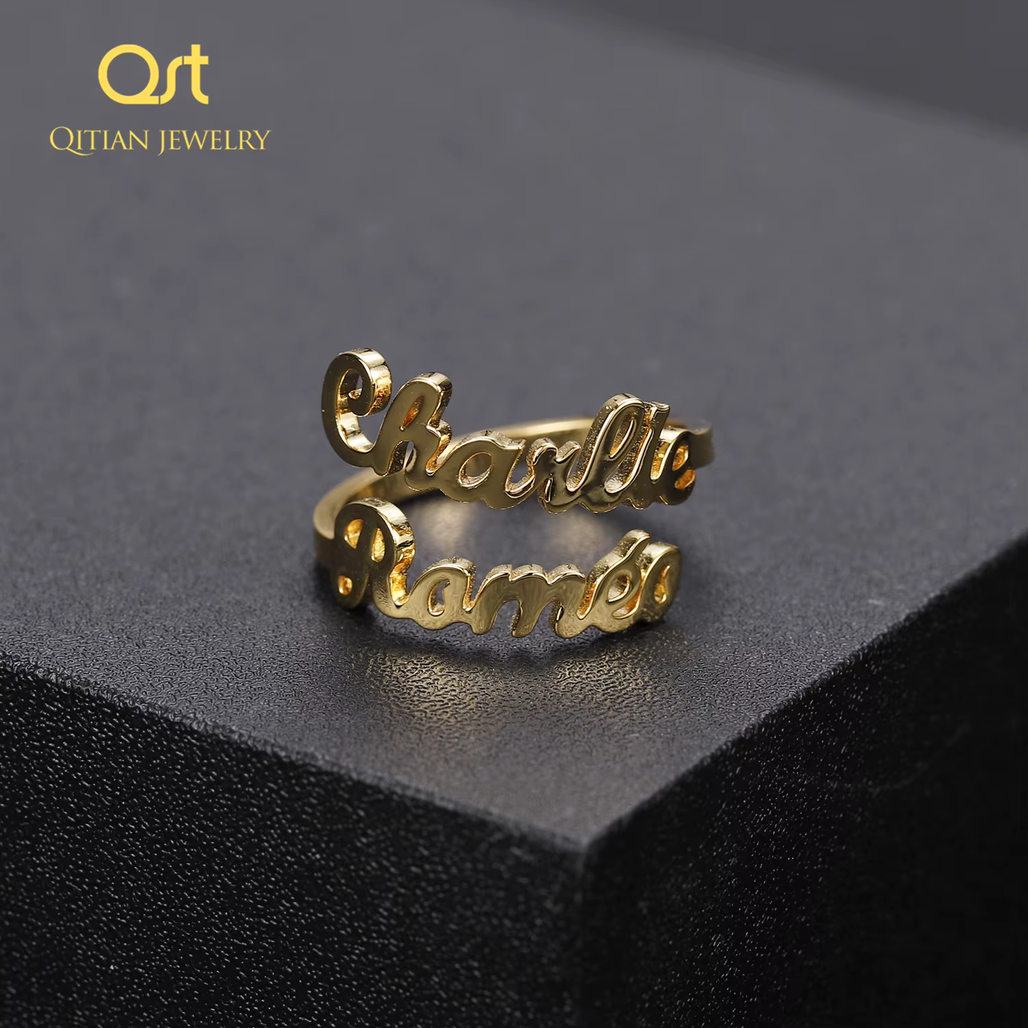 Bague personnalisée à Double noms, anneau Unique personnalisé, pour petite amie, femme, maman, bijou