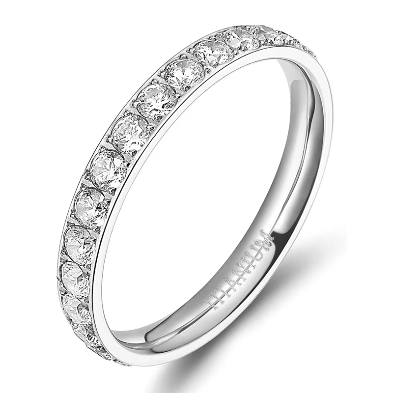 TIGRADE – bague de fiançailles en titane pour femme, anneau de 3mm, en zircon cubique, couleur argen
