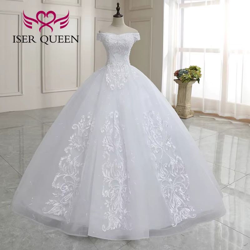 Personnalisé belle perles princesse robe de mariée grande taille qualité broderie robes de mariée ro
