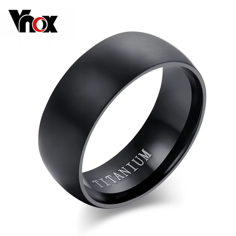 Bagues en titane pour hommes 8mm, bijoux noirs Cool, mariage, fiançailles, homme, 100%