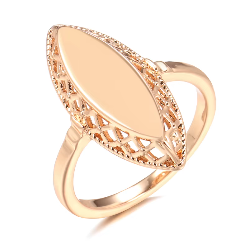 Kinel – bagues brillantes pour femmes, or Rose 585, tissage Simple, losange, ethnique, bijoux de mar