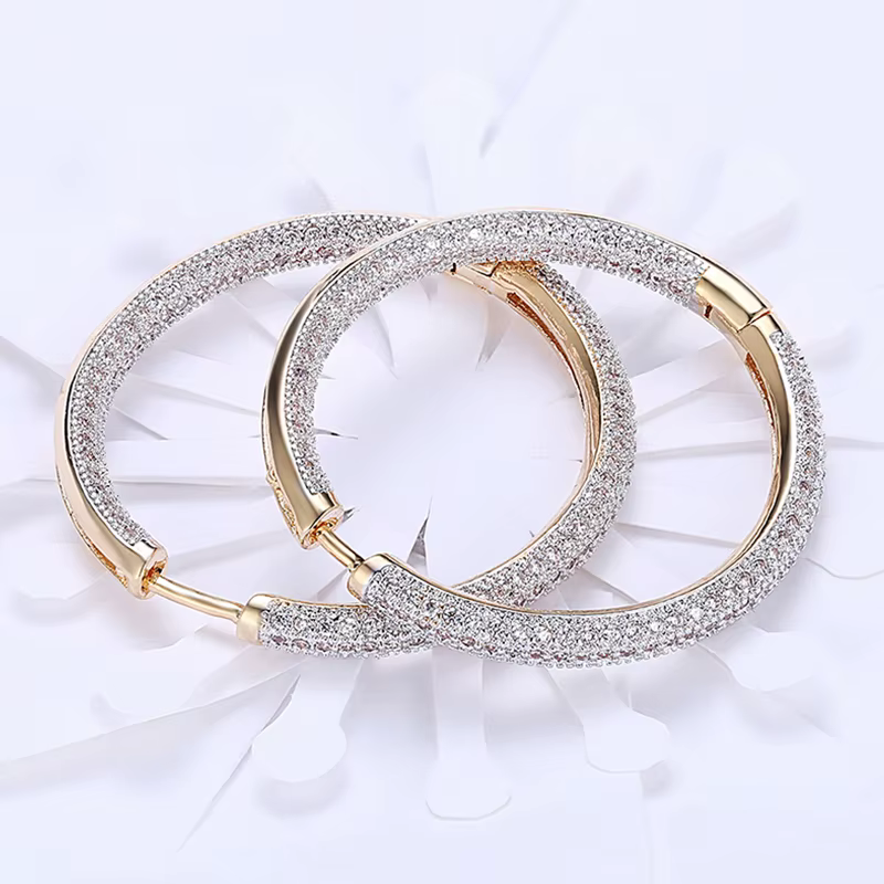 Boucles d'oreilles créoles cercle en or 18 carats pour femme, argent 925, 34mm, bijoux de mariage à