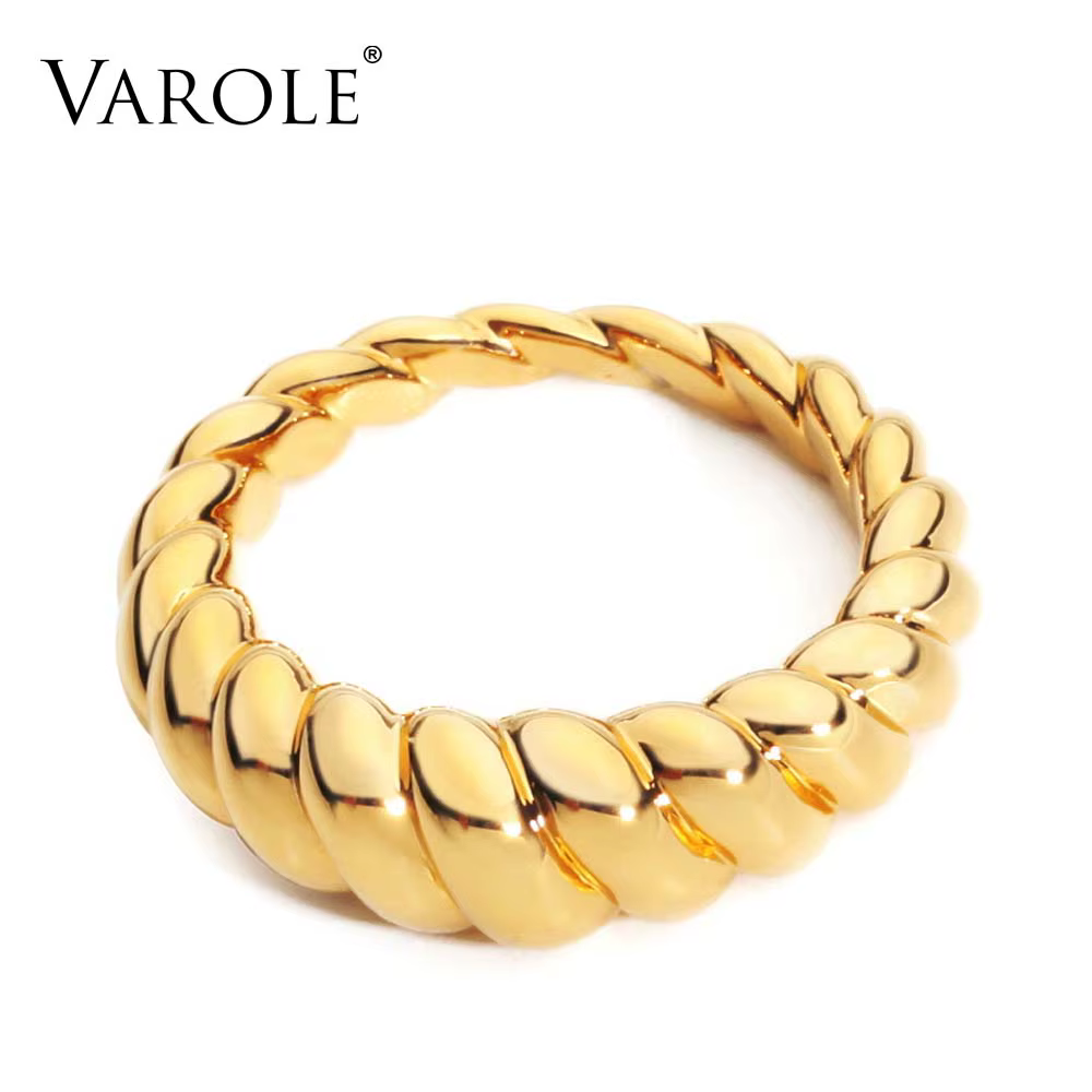 VAROLE-Bague torsadée en or pour femme, matiques de documents, accessoires de doigt, bijoux fantaisi