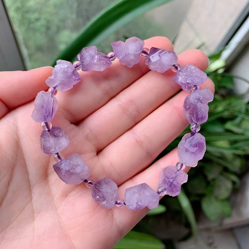 Reiki – bijoux de guérison en cristal violet, Bracelets extensibles en Quartz, pierre de naissance, 