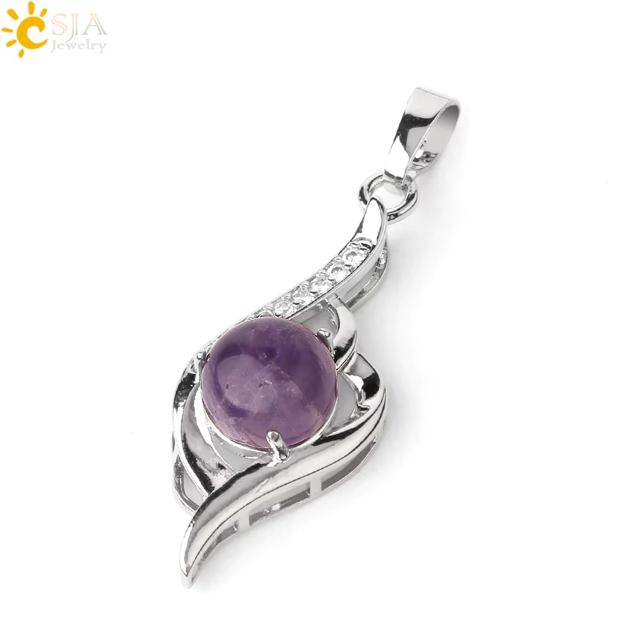 CSJA pendentif pierre naturelle coeur , pierre naturelle et cristaux bijoux energie pendentif œil du