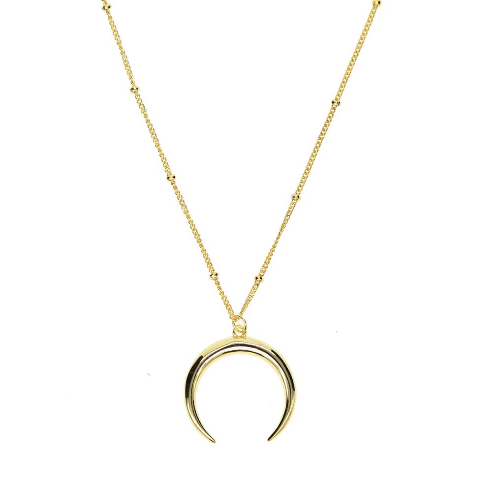 Offre spéciale délicat lune pendentif collier bijoux courbé lune collier couleur or 925 argent lune 
