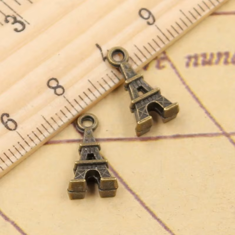 20 pièces breloques tour Eiffel Paris 15x8mm tibétain Bronze argent couleur pendentifs Antique fabri