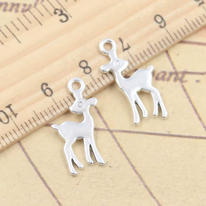 Pendentifs tibétains en forme de cerf Sika, 30 pièces, 21x11mm, couleur argent, fabrication de bijou