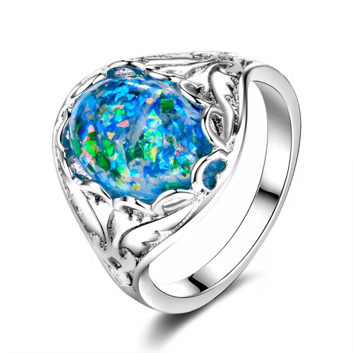 Bague en argent Sterling S925 pour femmes, bijoux avec pierres fantaisie 10x14MM, certifiées opale, 