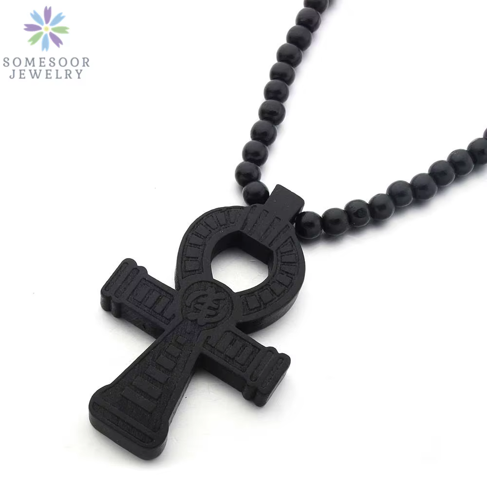SOMESOOR-Collier pendentif en bois africain, Adinkra Symdangers, Afro Ethnic Elastic Handmade, DIY W