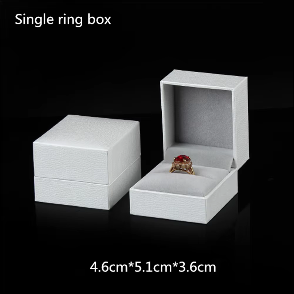 Boîte à bijoux en papier en cuir blanc, boîte de rangement pour colliers, bagues, bracelets, boucles