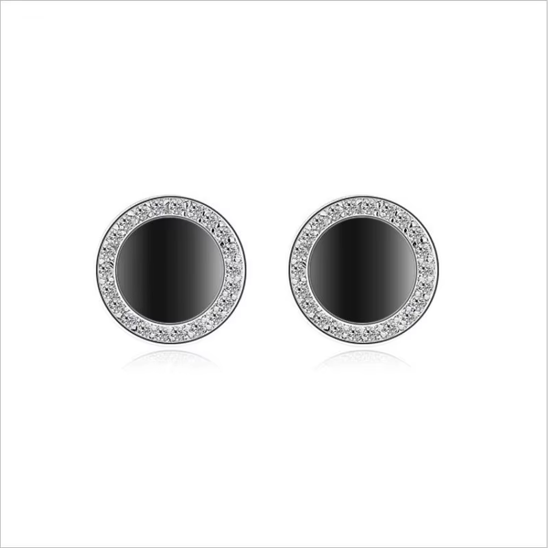 Boucles d'oreilles en argent 925 pour hommes et femmes, bijoux à la mode, rondes en Zircon noir, acc