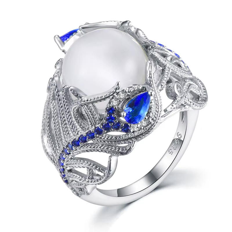 Bague opale en argent Sterling 925, Design Unique, cadeau de bijoux de charme pour femme