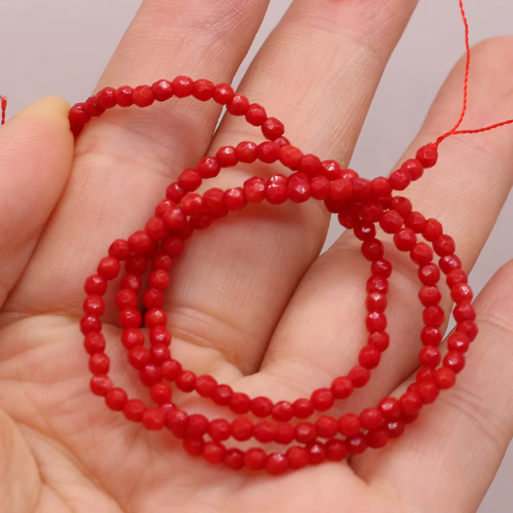 Perle de corail rouge à facettes, perle d'isolation pour femmes, fabrication de bijoux, collier, Bra