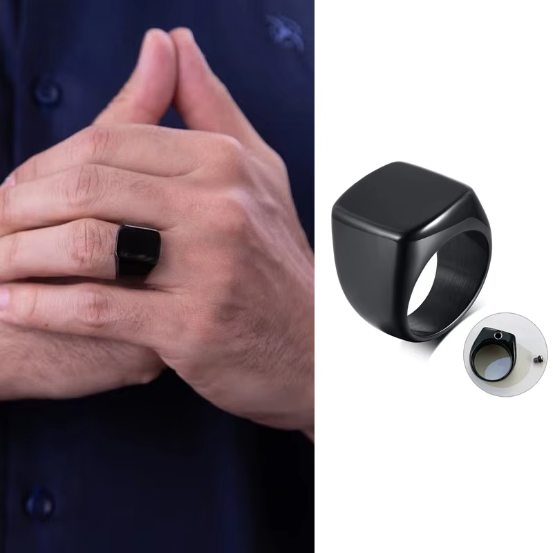 Anneau de crémation, anneaux chevalets d'urne noire, anneau d'urne porte-cendres, bijoux commémorati