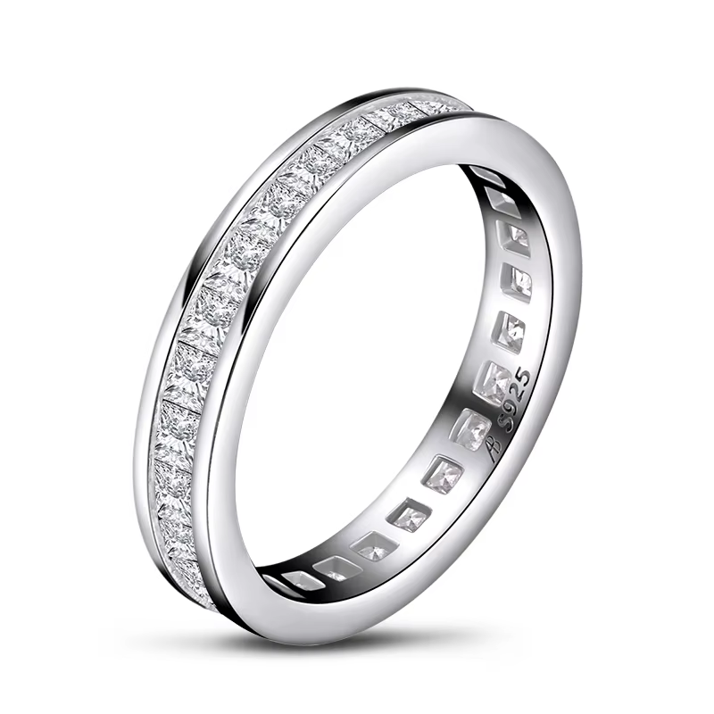 Bague de fiançailles en argent regardé 925 pour femme, diamant simulé, alliances, matiques pour pati