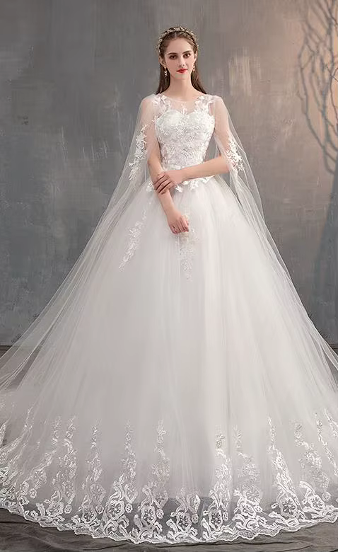 2024 robe de mariée chinoise avec longue casquette robe de mariée en dentelle avec longue traîne bro