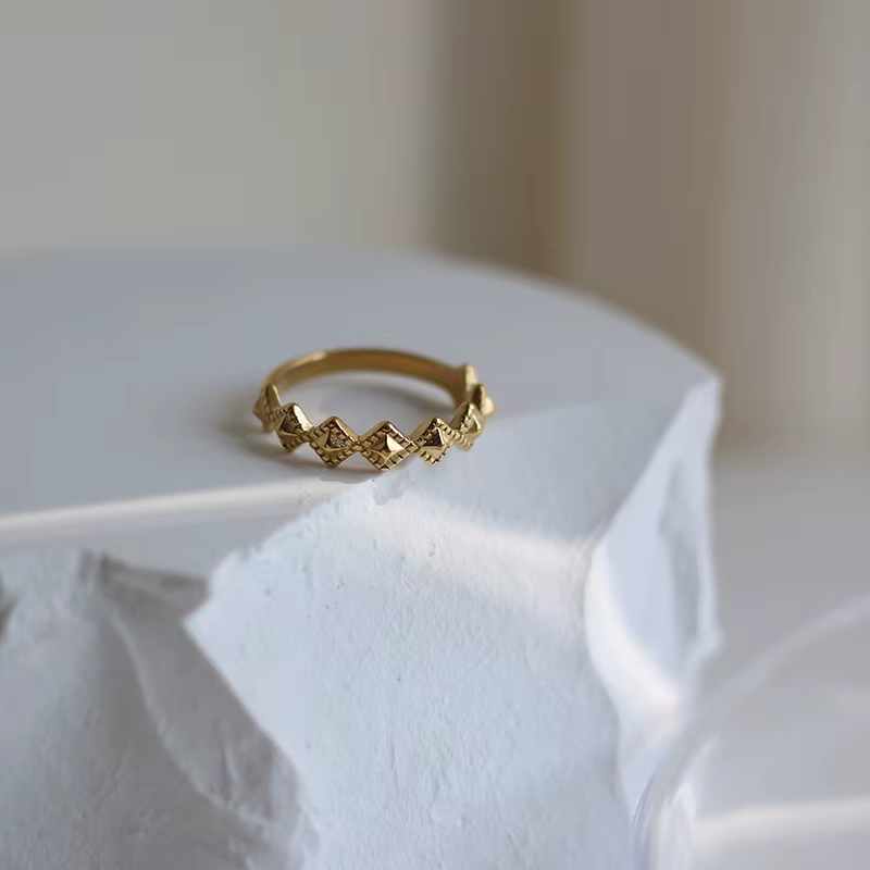 Amaiyllis-Bague naren nacre blanche incurvée pour femme, or 18 carats, coquillage carré, rapIndex, b