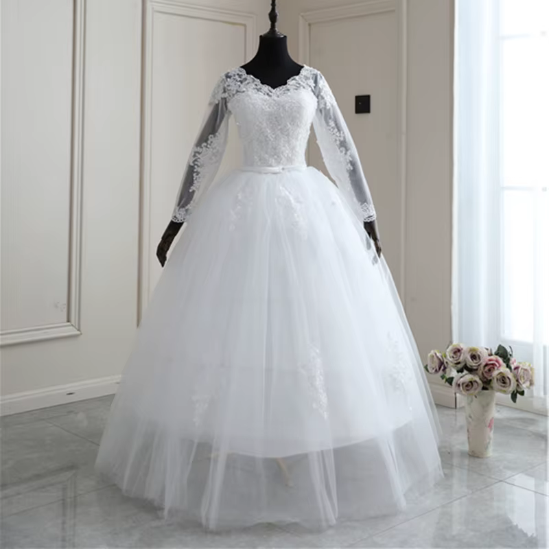 Robe De mariée légère De printemps, col en V, princesse De rêve, simple, manches longues, avec des a