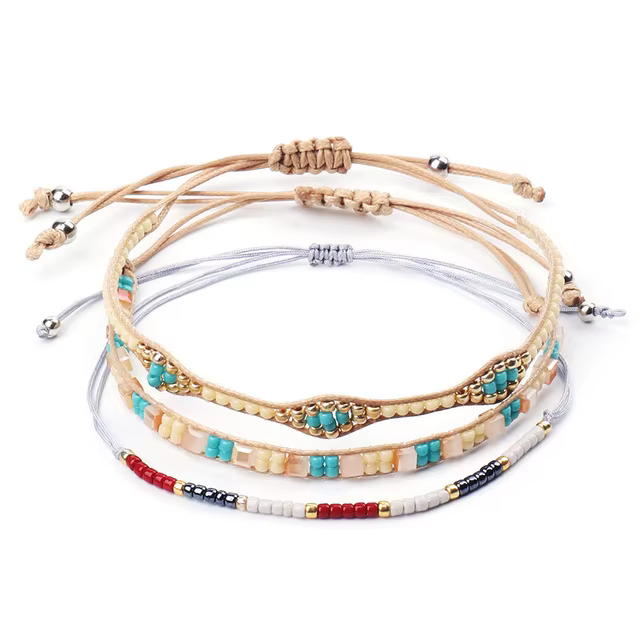 BLUESTAR 3 pièces un ensemble mauvais œil tressé bracelet à breloques bohème tissé à la main MIYUKI 