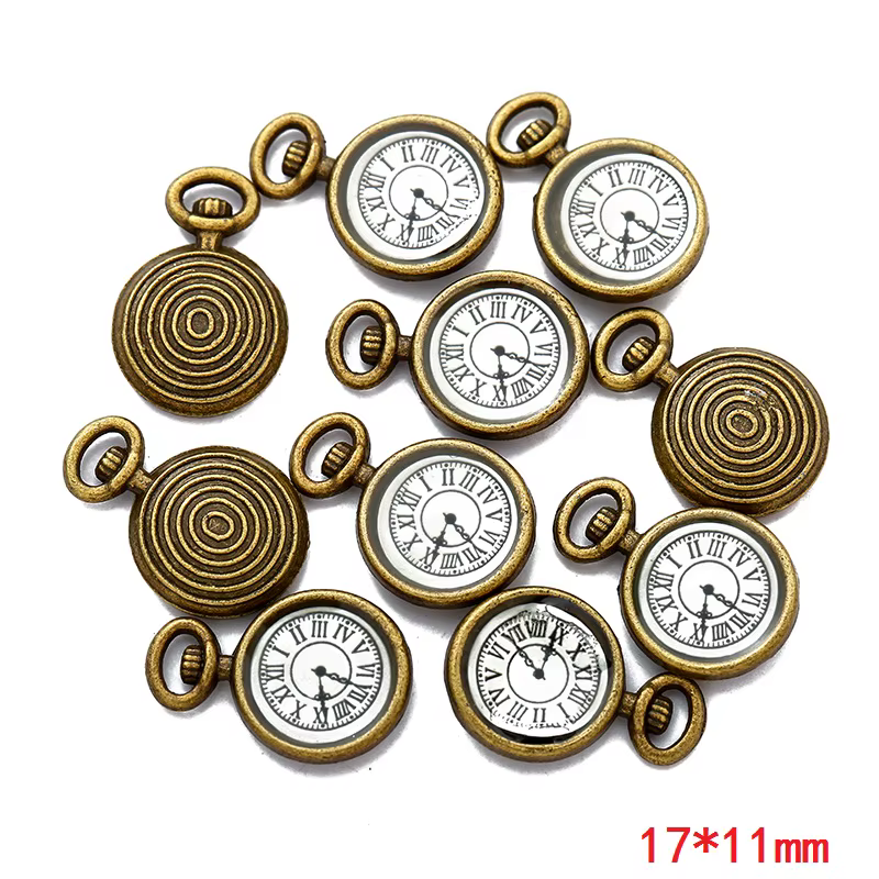 Breloques en émail bronze antique pour la fabrication de bijoux, pendentifs de montre en métal, coll