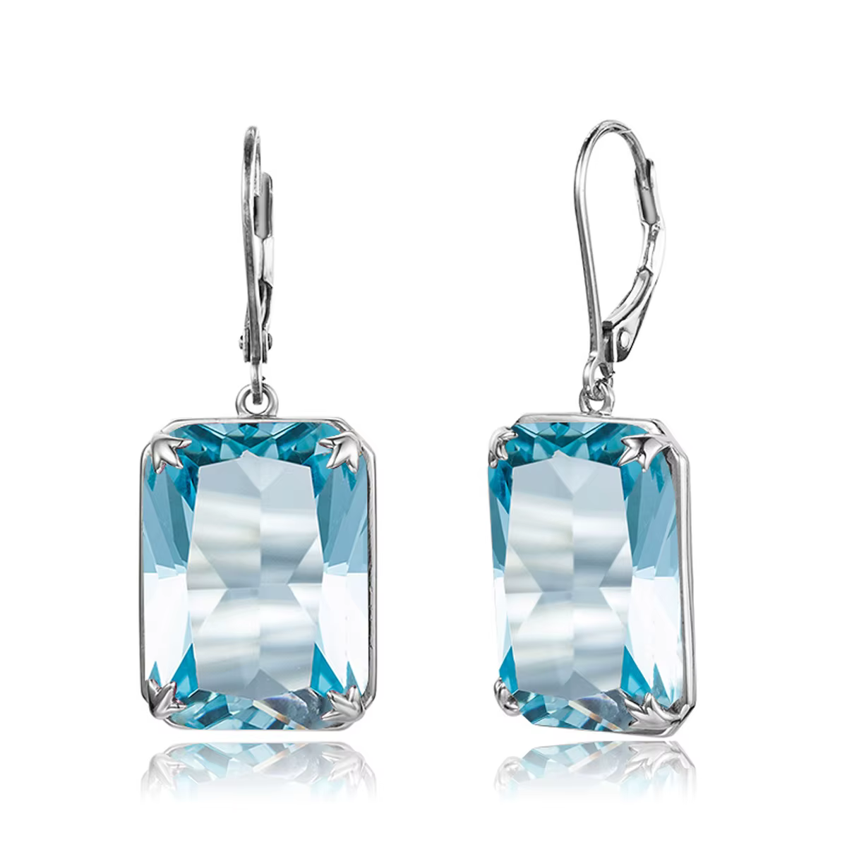 Szjinao femmes Viking bleu aigue-marine boucles d'oreilles 13*18mm Rectangle pierres précieuses bouc