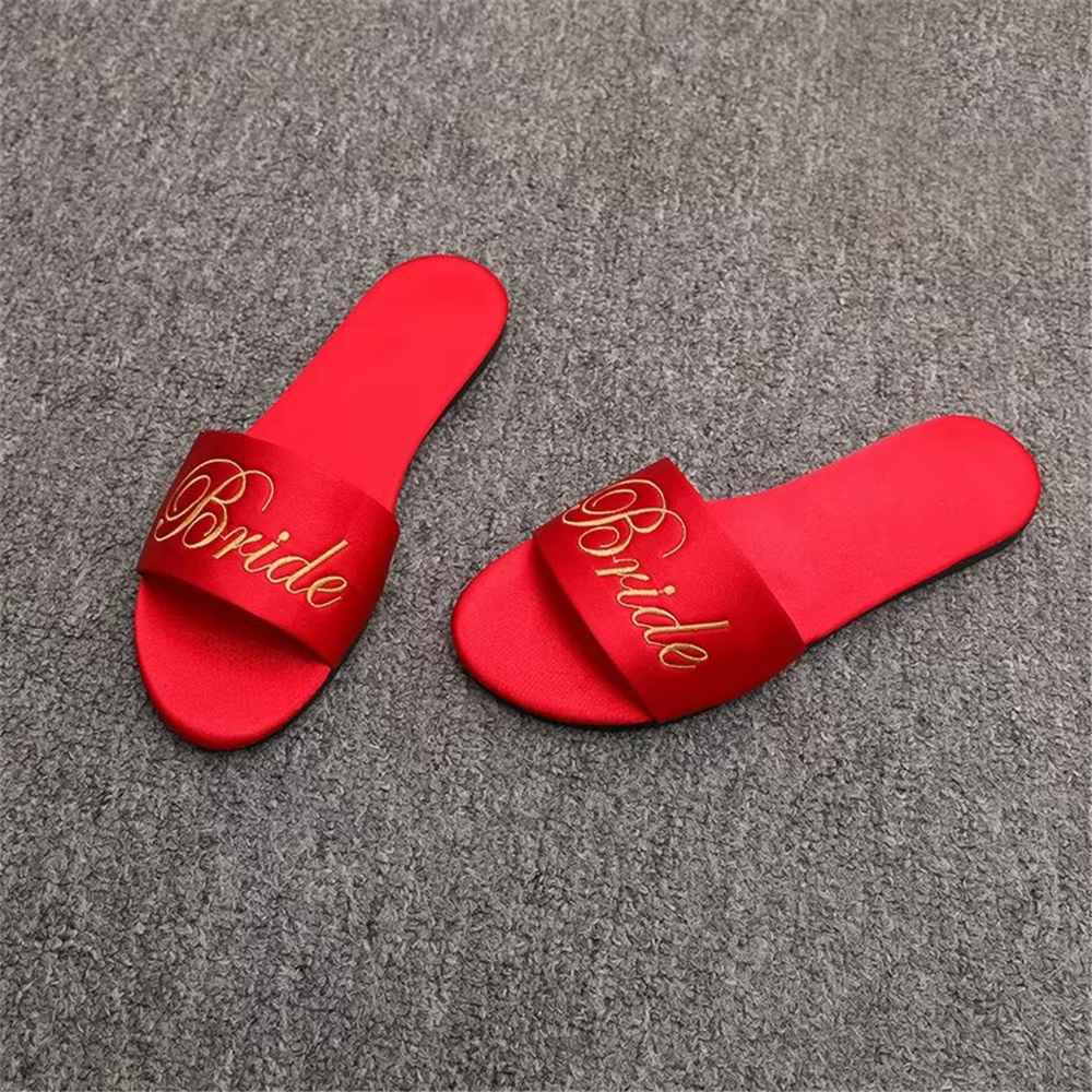 Pantoufles en Satin pour ixde Mariage, Chaussures Souples Antidérapantes pour Demoiselle d'Honneur, 