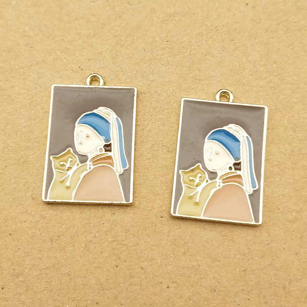 Breloques de peinture d'artiste en émail pour bijoux, collier exécutif, bracelet, boucle d'oreille, 