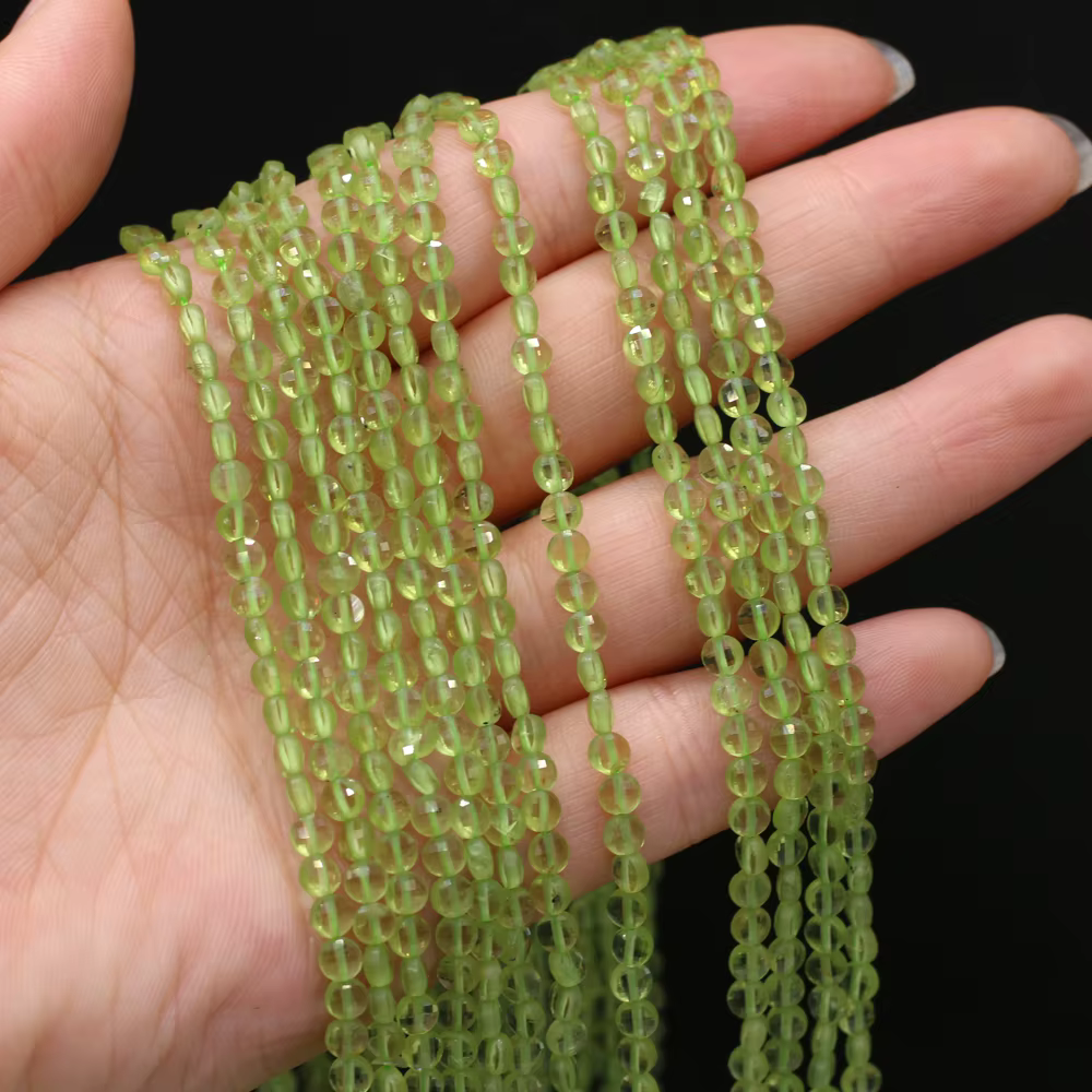 Olivine – perles en pierre Semi-précieuse naturelle, 4mm, pour bricolage, collier, boucles d'oreille
