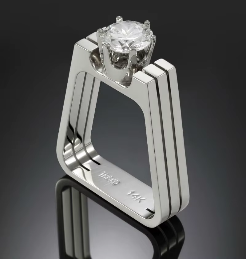 Bague en or blanc véritable 14 carats avec timbre pour femmes et hommes, unisexe, bijoux en diamant 